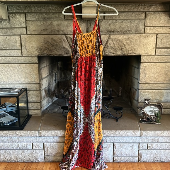 Vintage Angie boho dress 2x multi color pattern sundress - Picture 5 of 7